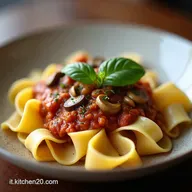 Pappardelle al Rag&ugrave; di Funghi Ricetta Facile della Nonna