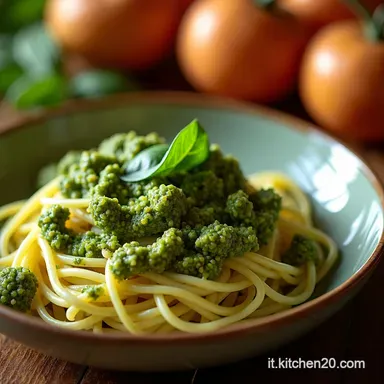Ricetta Pesto al Basilico Fresco Autentico e Cremoso 15 Minuti Scheda ricetta