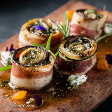 Antipasto: Roll&egrave; di Melanzane e Crudo Elegante Scheda ricetta