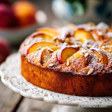 Torta soffice con pesche e mandorle la ricetta umida perfetta per la colazione Scheda ricetta