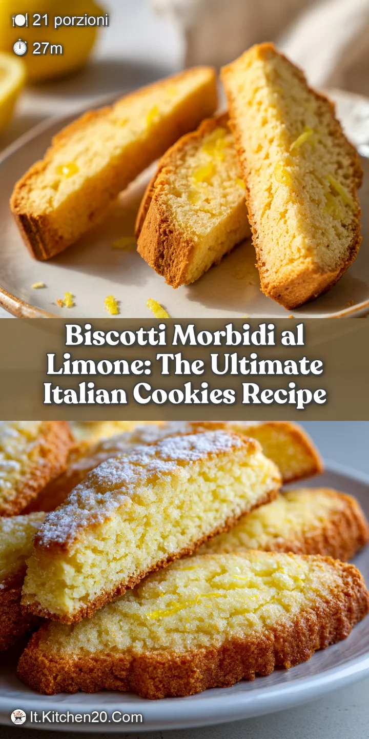 Close-up of a single biscotto, revealing its soft interior and delicate cracks. Lemony aroma captured visually. Inviting a...