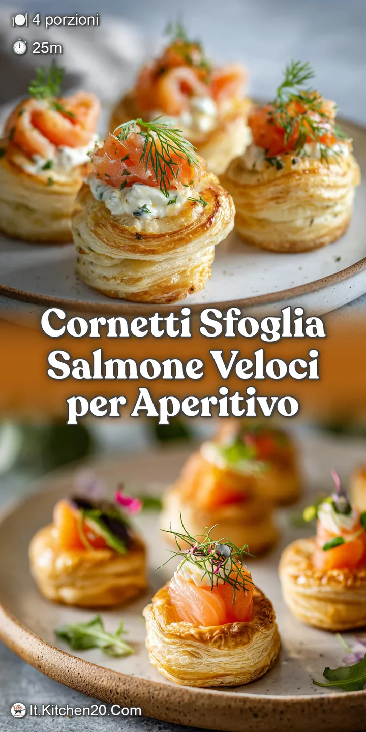 Close-up of a flaky cornetto filled with salmon, revealing its layered texture. Creamy filling peeks out. Irresistibly ap...