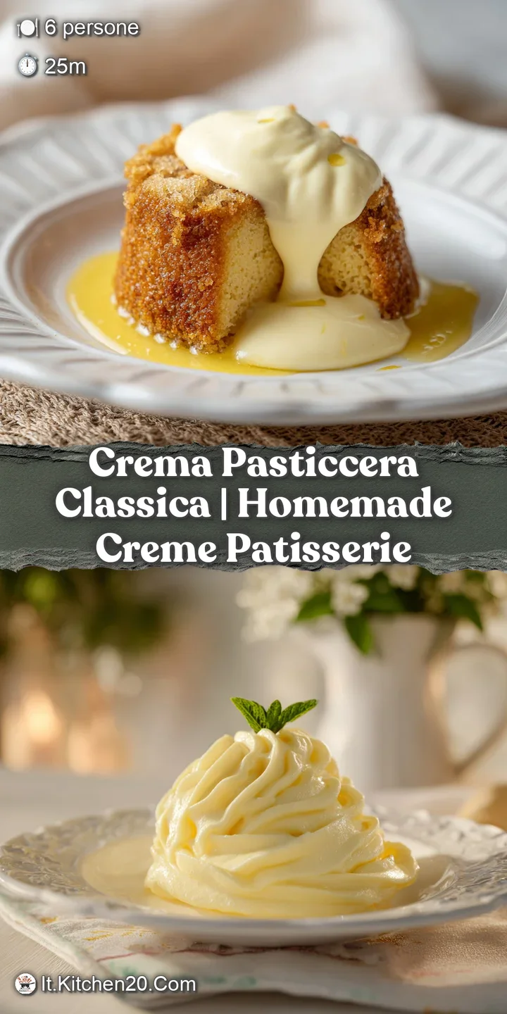 Close-up of luscious, pale yellow vanilla pastry cream with a smooth, glossy surface in a small bowl.