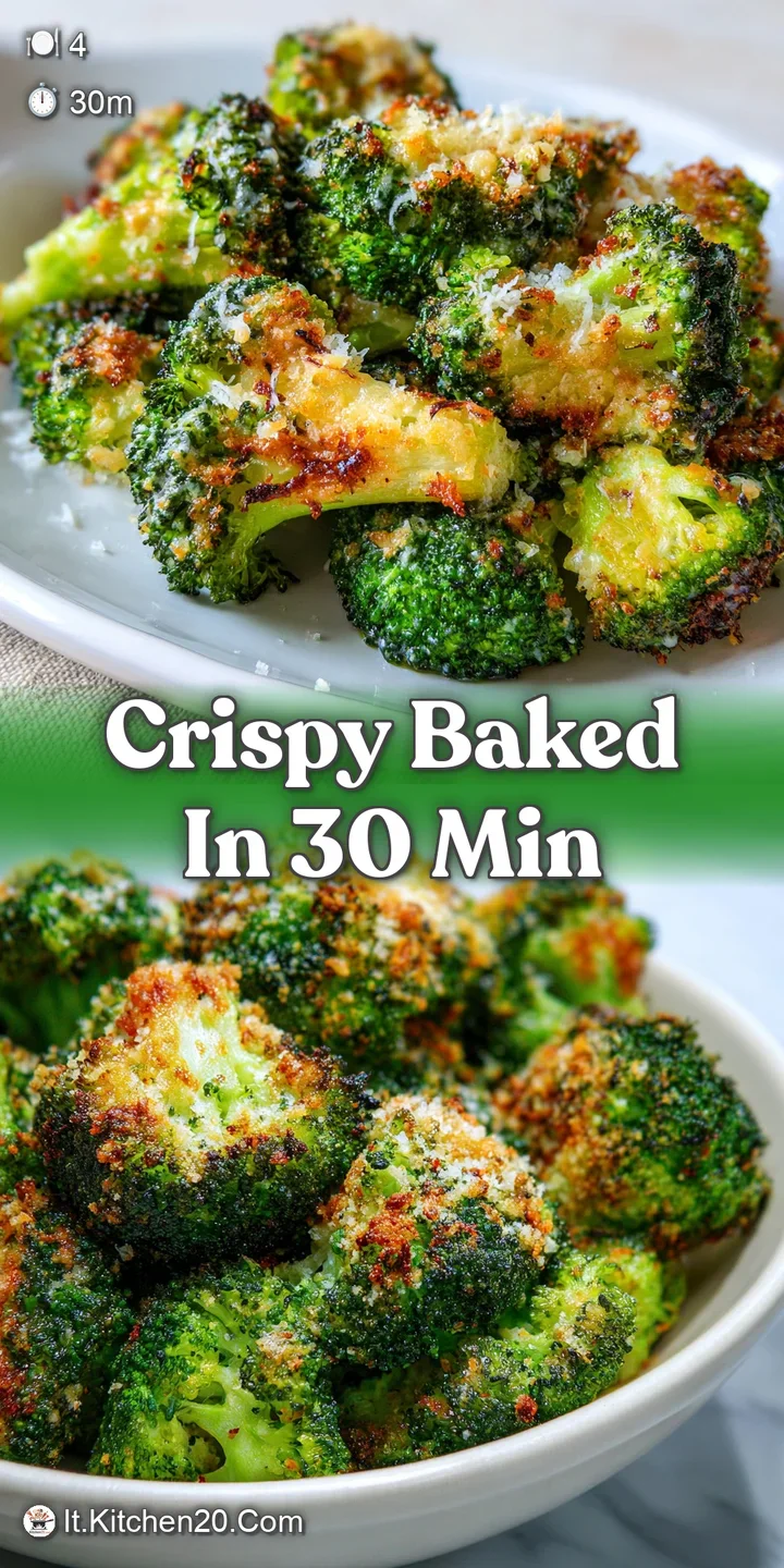 Close-up of crispy roasted broccoli: Tiny charred bits, glistening with olive oil. Hints of garlic and pepper peek through...