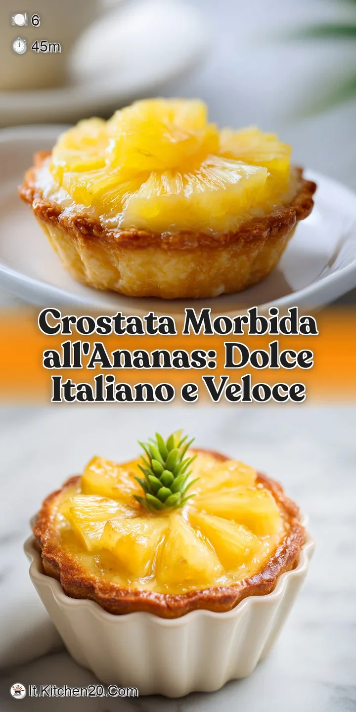 Close-up reveals the juicy, glistening pineapple chunks nestled in a buttery tart crust. Warm, inviting, and slightly cara...