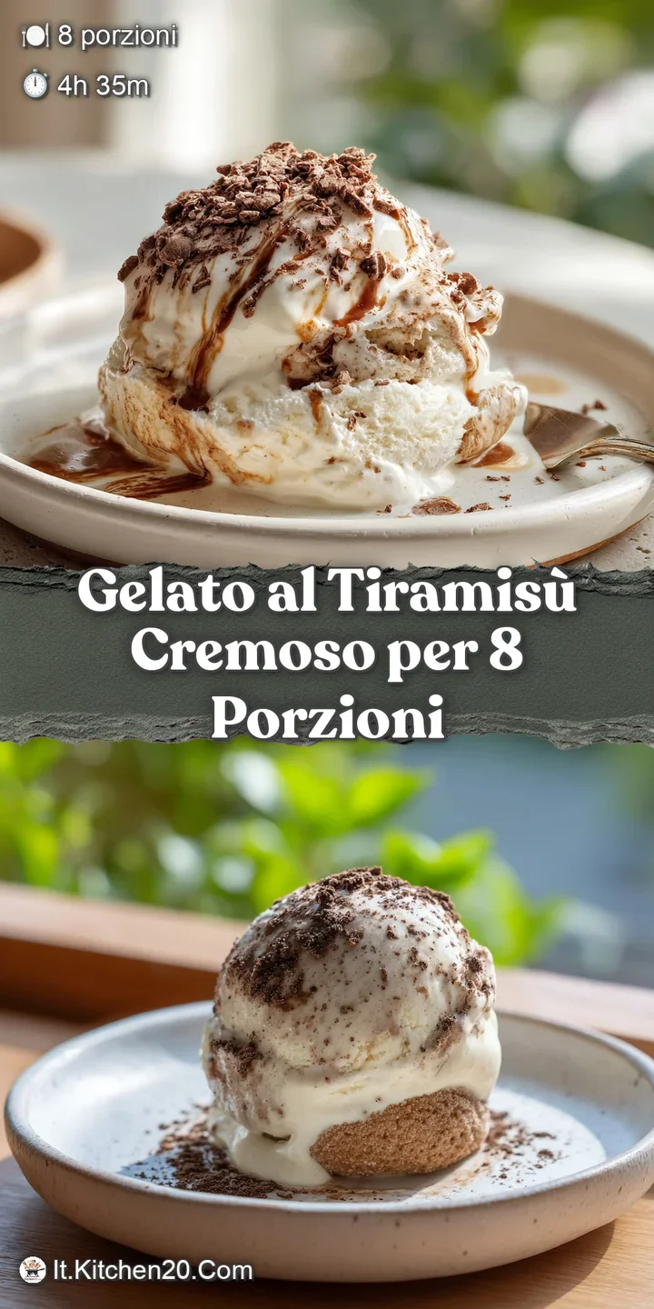 Close-up of rich tiramisu gelato, its airy texture dusted with dark cocoa, creating a tempting, frozen dessert visual.