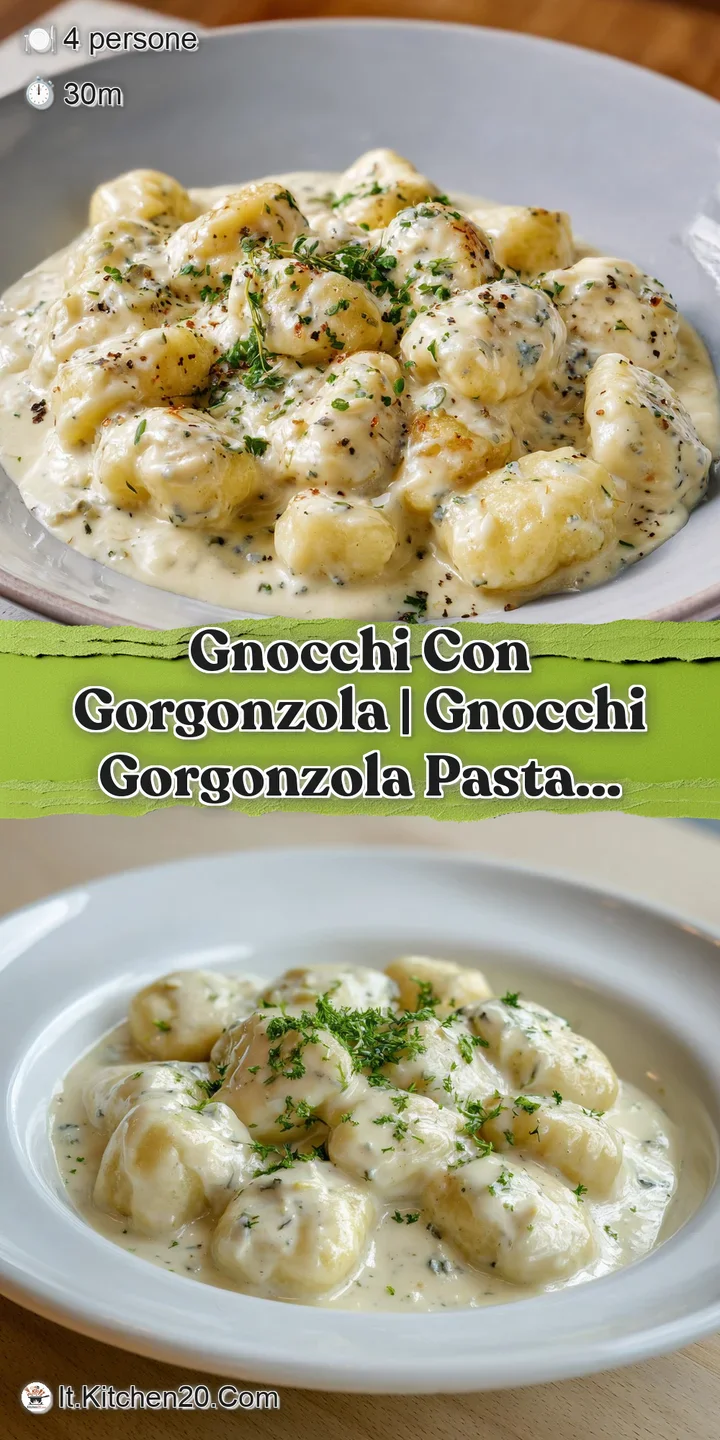 A close-up of creamy, melted gorgonzola sauce clinging to tender potato dumplings with a glossy, rich texture.