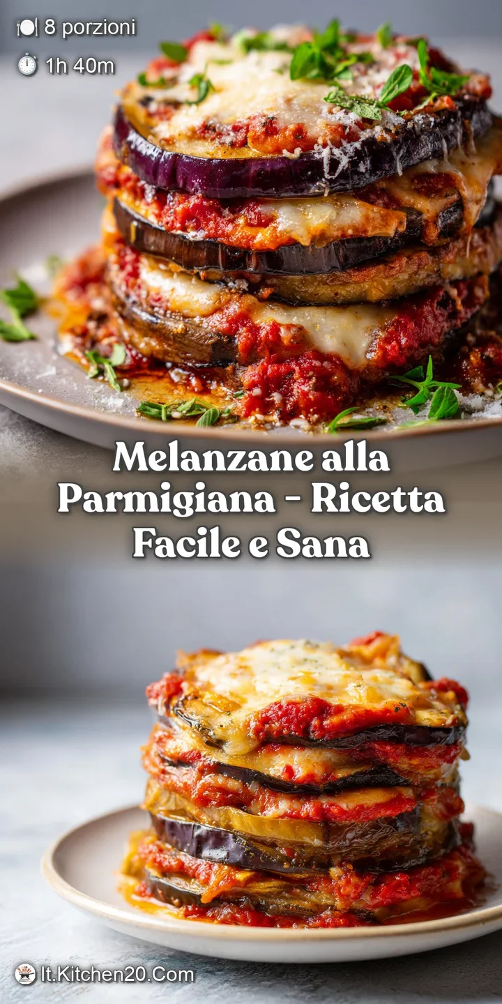 Primo piano di melanzane caramellate, amalgamate a mozzarella filante, con note di basilico profumato in vista.