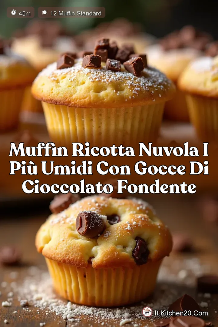 Muffin Ricotta Nuvola I Pi&ugrave; Umidi con Gocce di Cioccolato Fondente