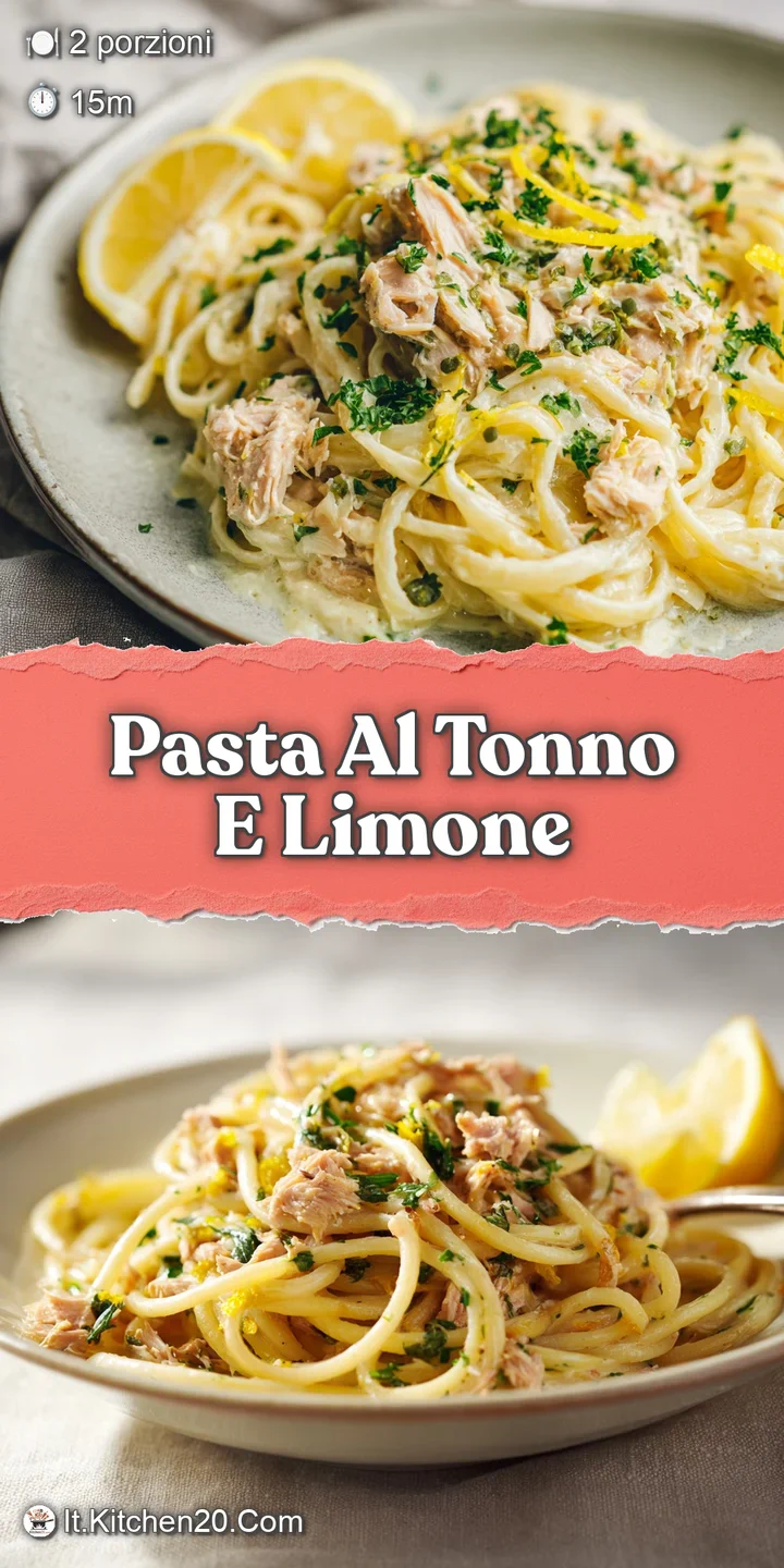 Close-up of vibrant yellow lemon zest over pasta, highlighting the tuna's flaky texture and creamy sauce coating the noodles.