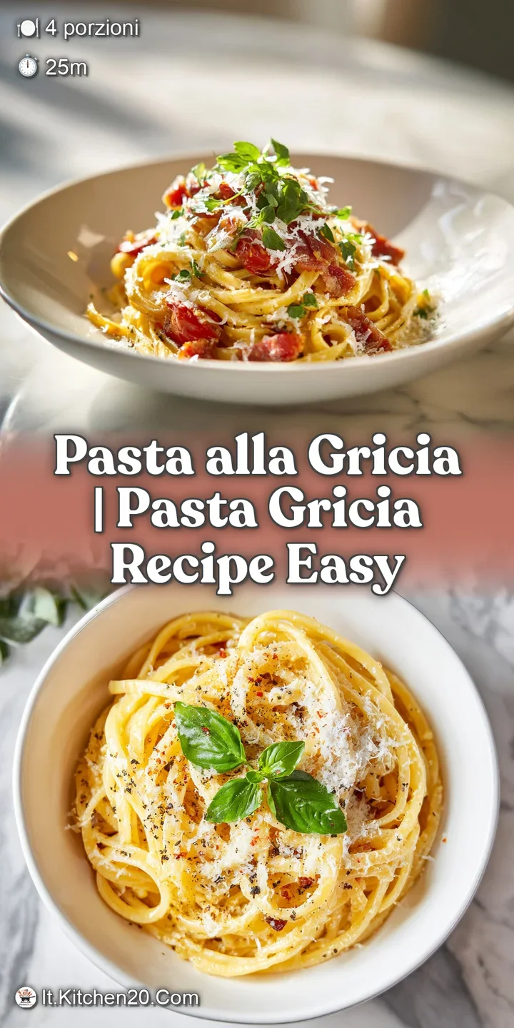 Close-up of al dente pasta glistening with sauce, studded with golden-brown guanciale.