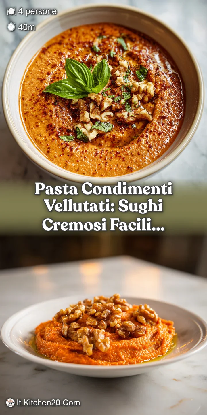 Close-up of creamy pasta: glistening sauce coats each strand, promising a rich, velvety texture. Green herbs provide fresh...