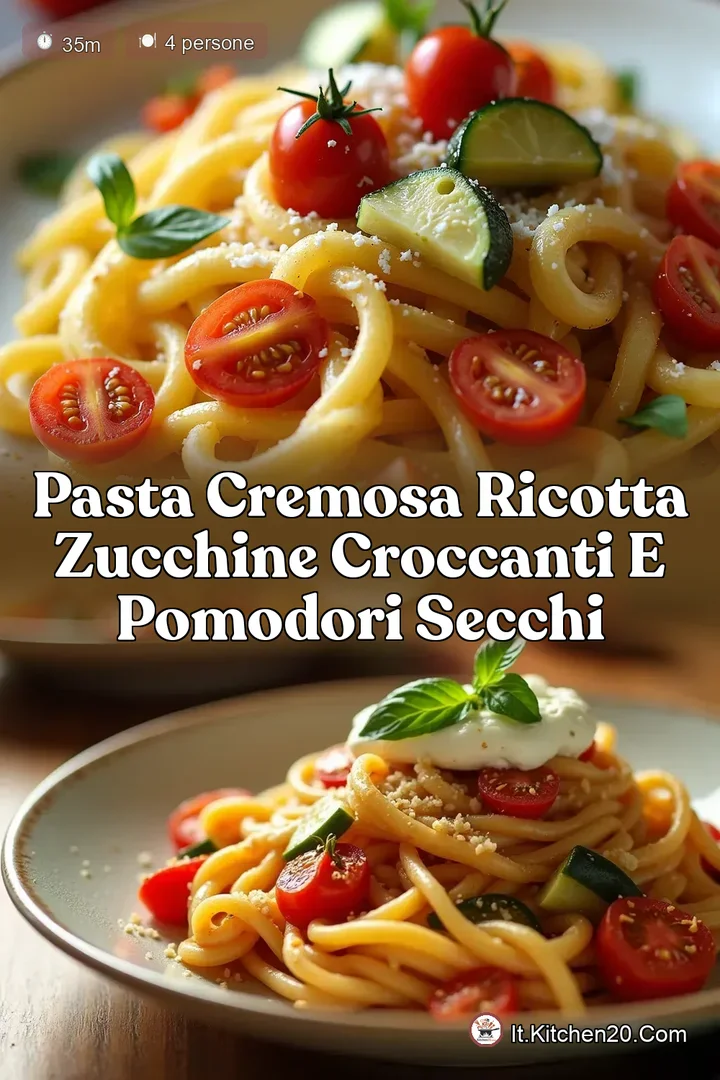 Pasta Cremosa Ricotta Zucchine Croccanti e Pomodori Secchi