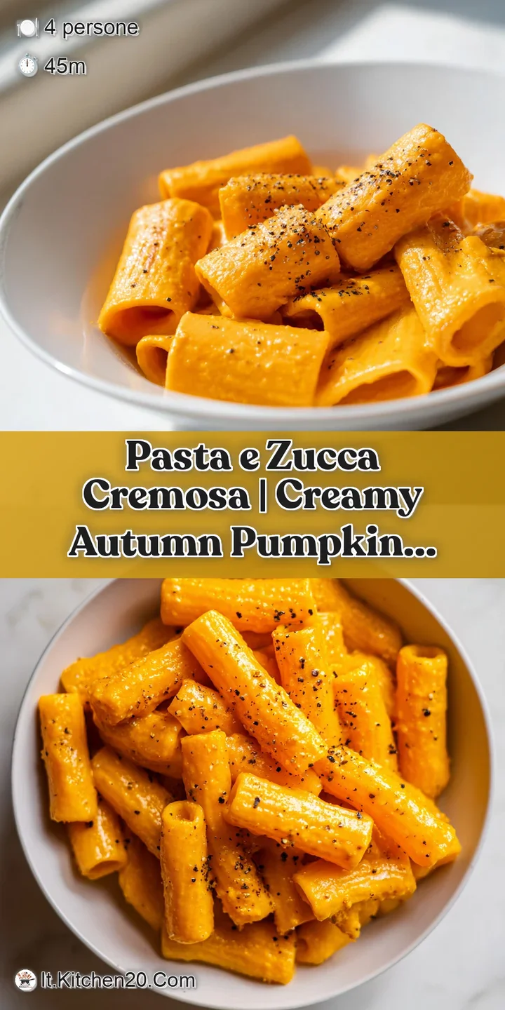 Primo piano di penne immerse in una salsa arancio intenso e lucida, con filamenti di formaggio fuso che si allungano.