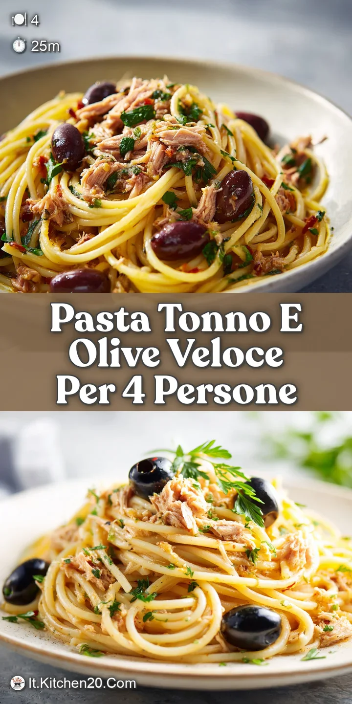 Close-up captures the textures: plump olives, tender tuna, and perfectly al dente pasta tossed in a light, appealing sauce.