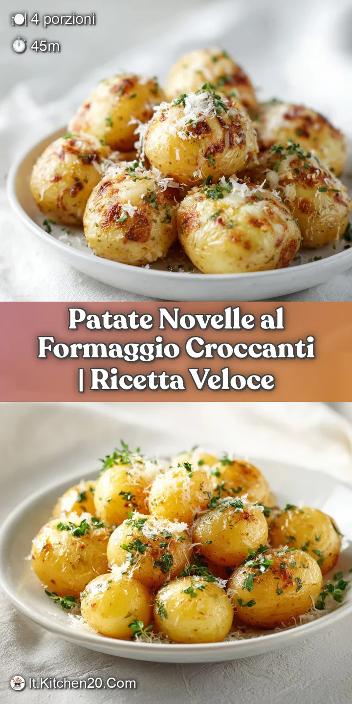 Close-up of crispy roasted potatoes coated in a bubbling, golden cheese sauce. Herbs add vibrant green. A warm and comfort...