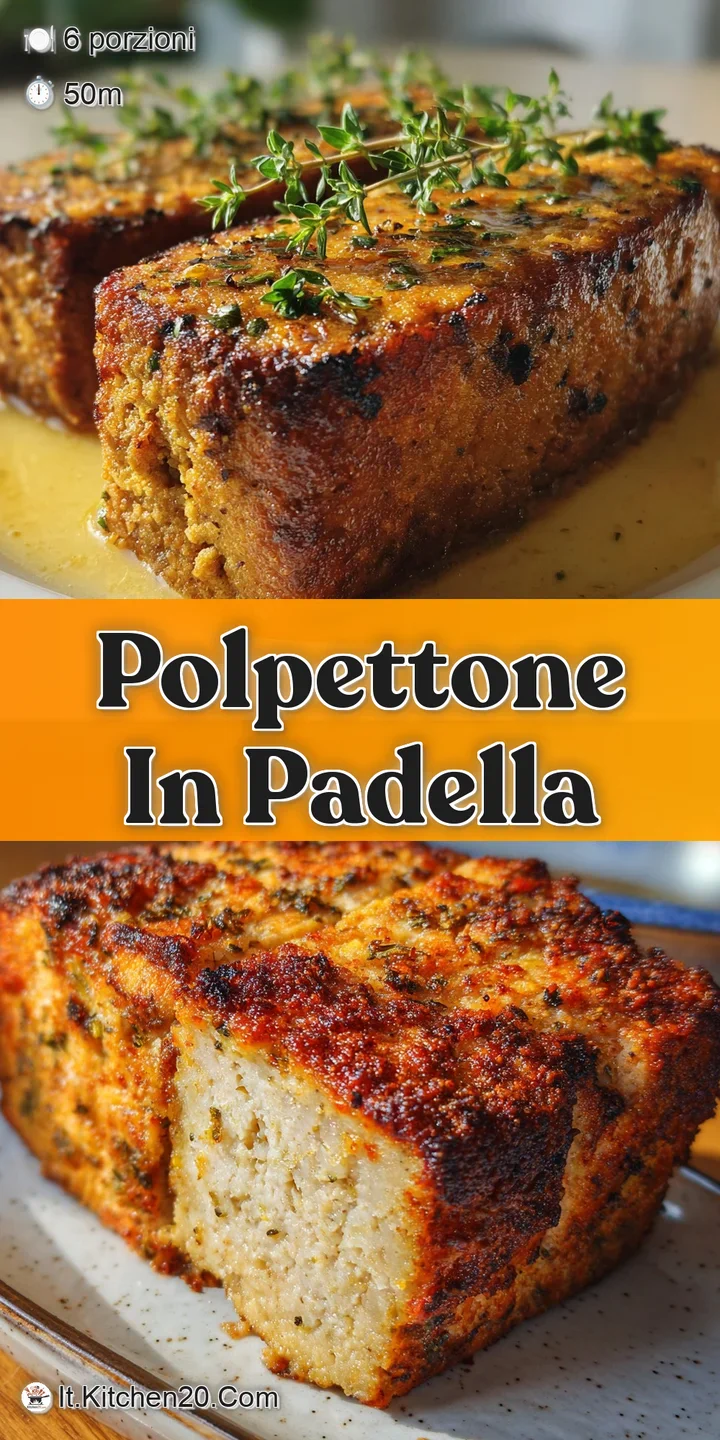 Close-up of polpettone's surface: savory browned crust gives way to tender meat. Bright, fresh basil adds a pop of color.