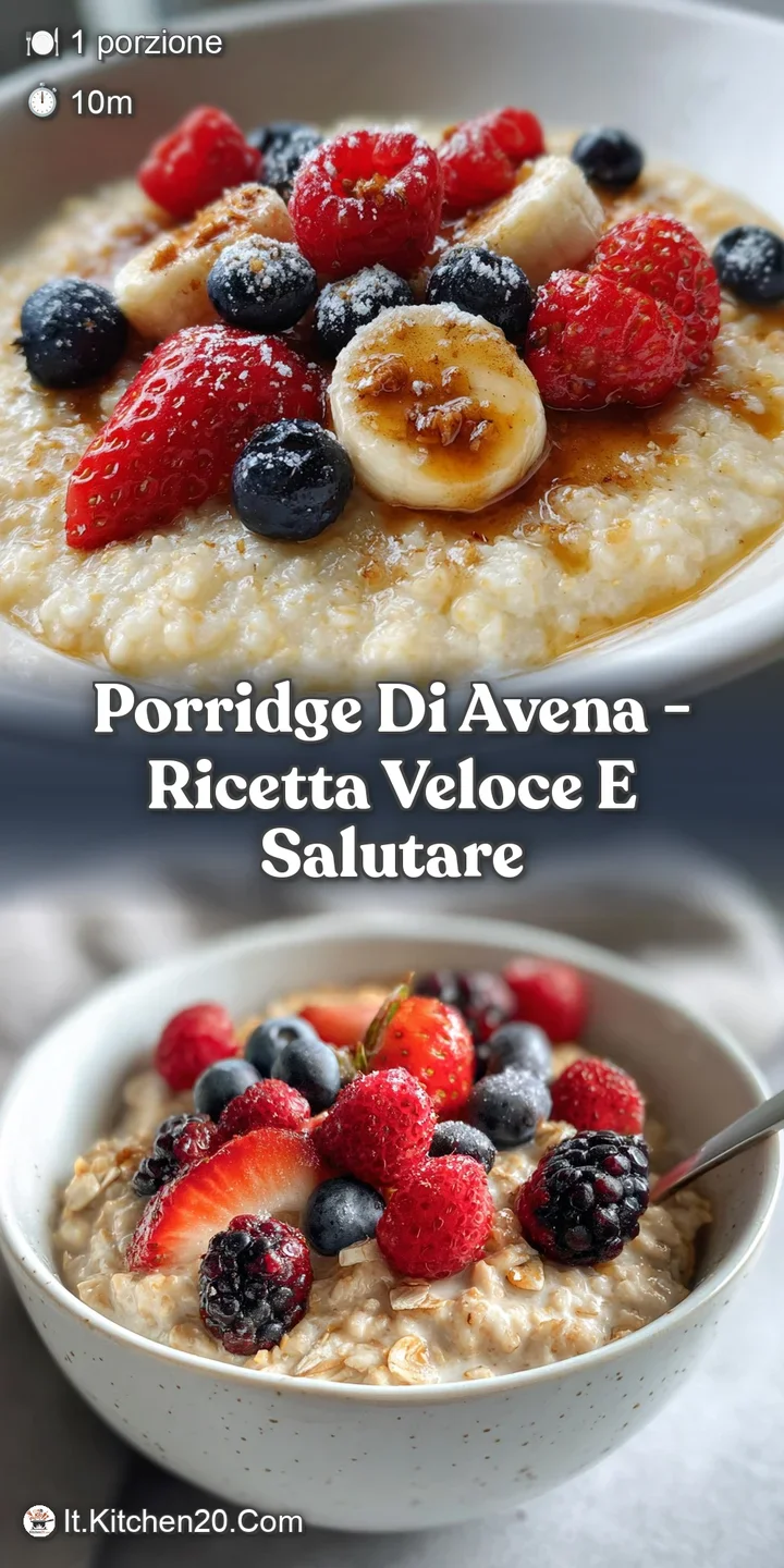 Close-up of hearty oatmeal with a soft, chewy texture, glistening with honey and bursting with juicy, colorful berry toppi...