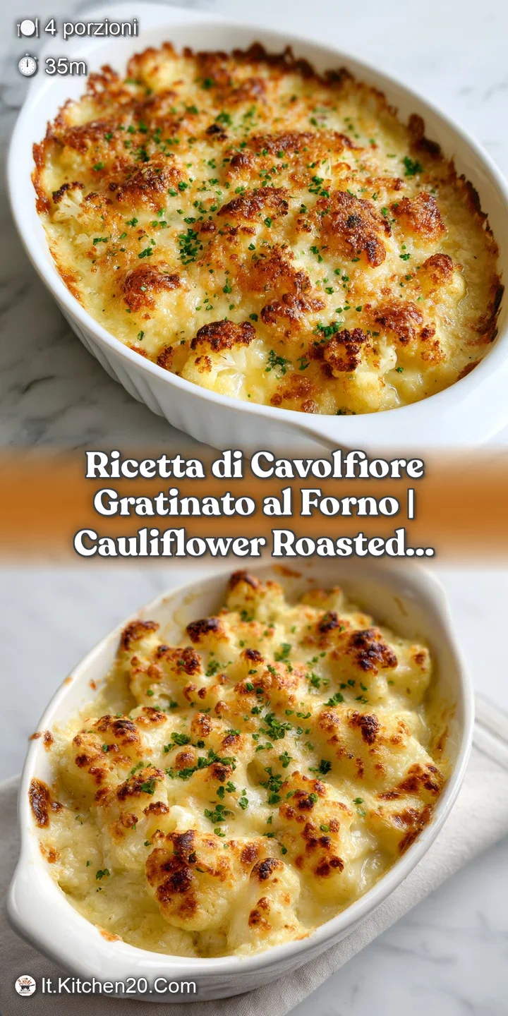 Close-up of a fork lifting a cheesy bite of golden baked cauliflower gratin, showing its creamy interior.