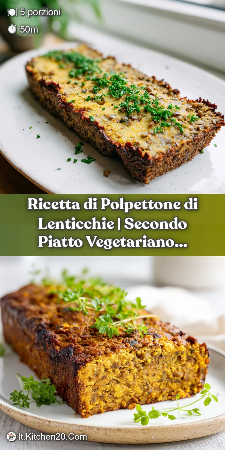 Close-up of a moist, earthy lentil loaf slice, showing its finely textured, deep brown surface and herb flecks.