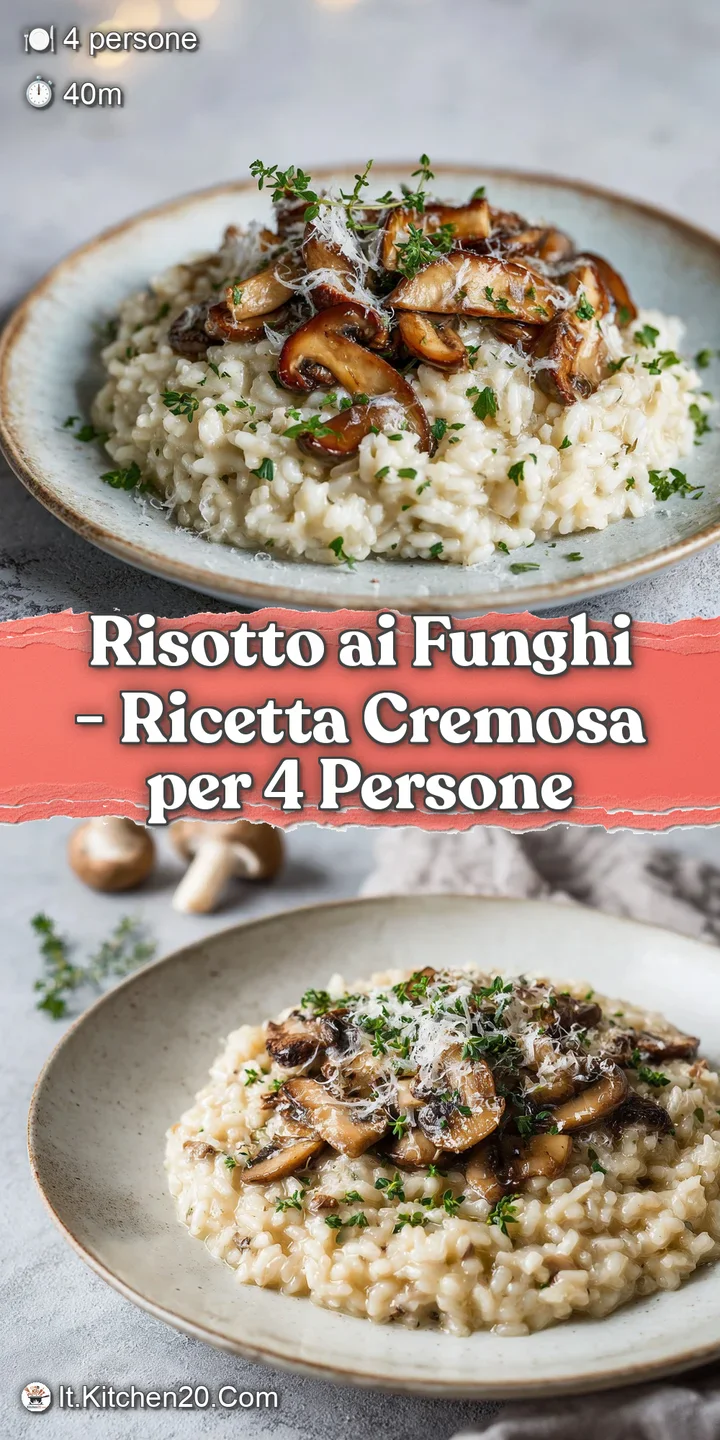 Close-up of velvety, pale yellow risotto infused with earthy brown mushrooms and glistening with butter.