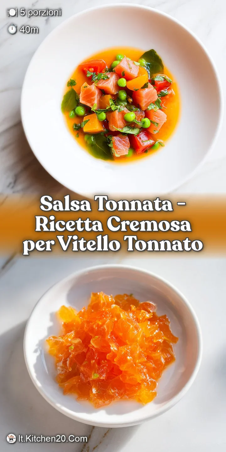 Close-up of flaky tuna mingled with bright green capers, a creamy sauce embracing tender veal.