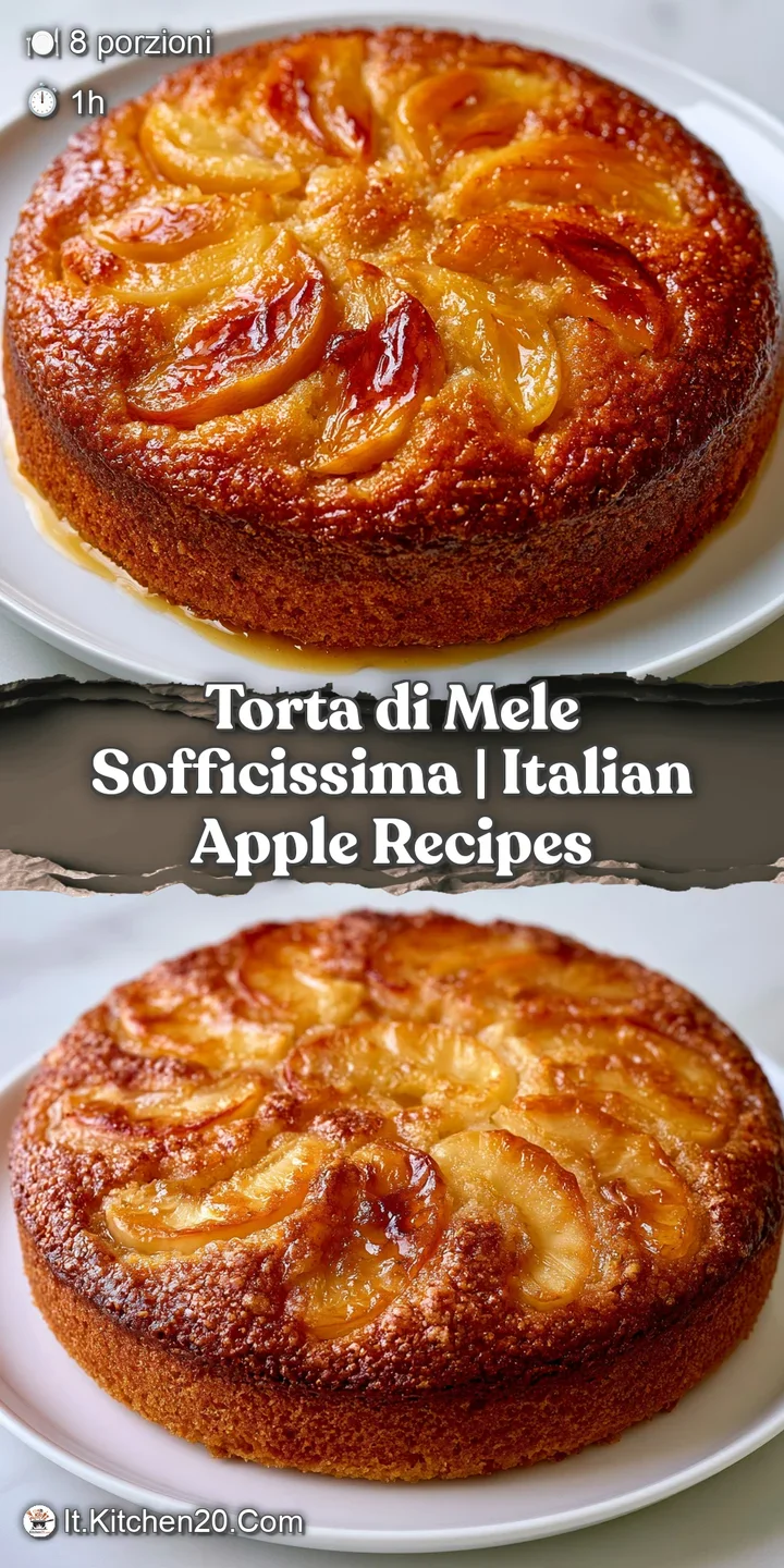 Primo piano della consistenza spugnosa e ariosa di un dolce dorato, con pezzetti di mela succosi e lucidi in superficie.