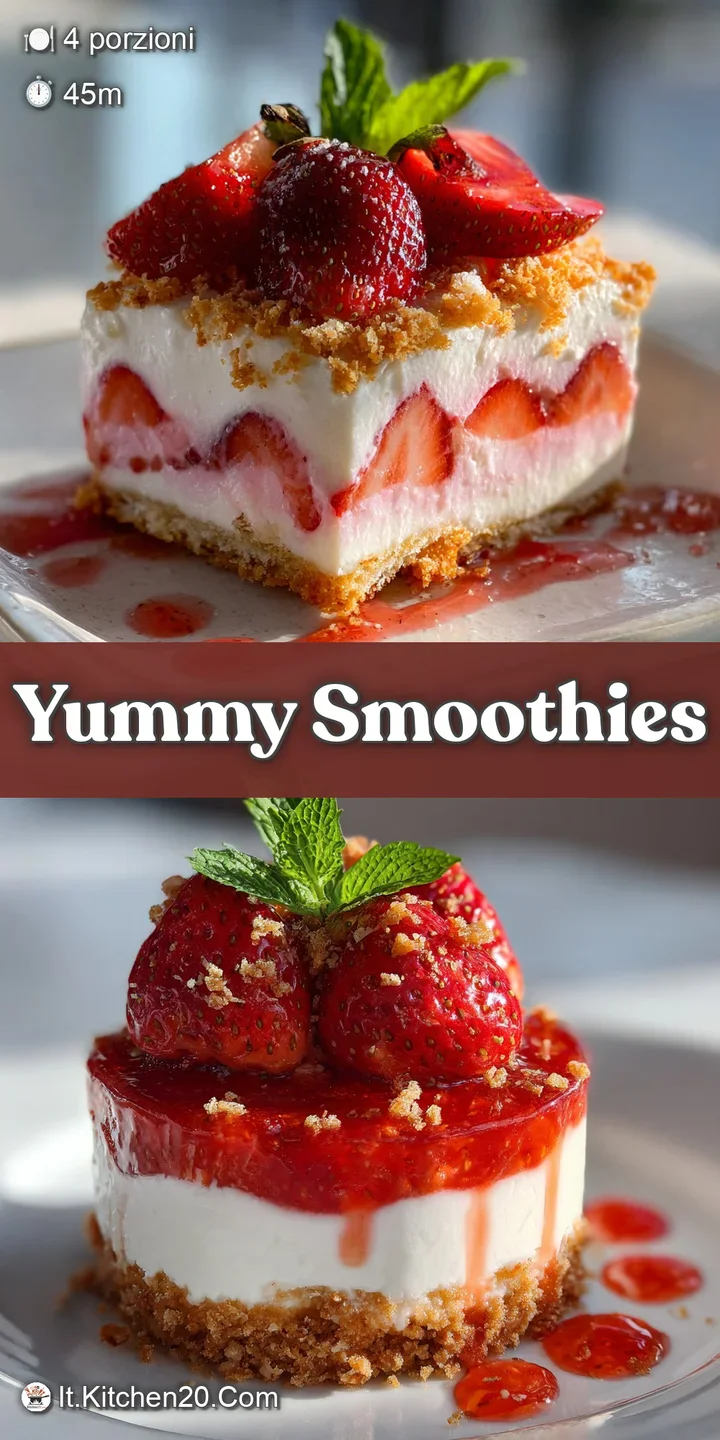 Close-up of a luscious strawberry dessert highlighting the smooth texture, vibrant color, and inviting sweetness, ready to...