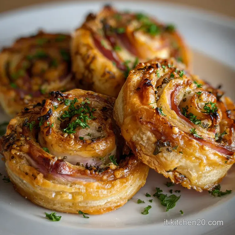 Antipasto con pasta sfoglia e prosciutto: Veloce e gustoso