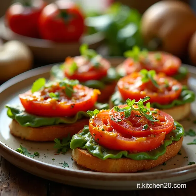 Bruschetta Tricolore Con Pesto Di Rucola presentation