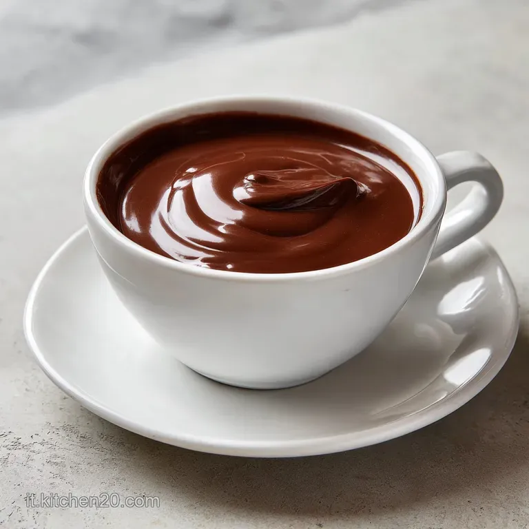 A delicate bowl of molten dark chocolate, glistening under soft light, invites you to dip in a spoon and savor its rich, c...