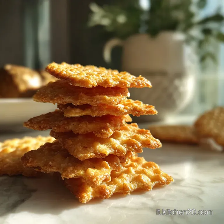 A neat stack of nutty seed crackers with uneven edges, served with a creamy dip in a small bowl, a few green herbs sprinkl...