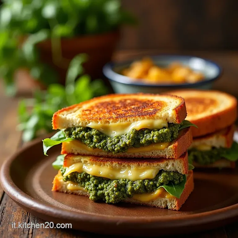 Il Croccante Genovese Il Sandwich Perfetto Con Pesto Fresco E Formaggio Fuso presentation