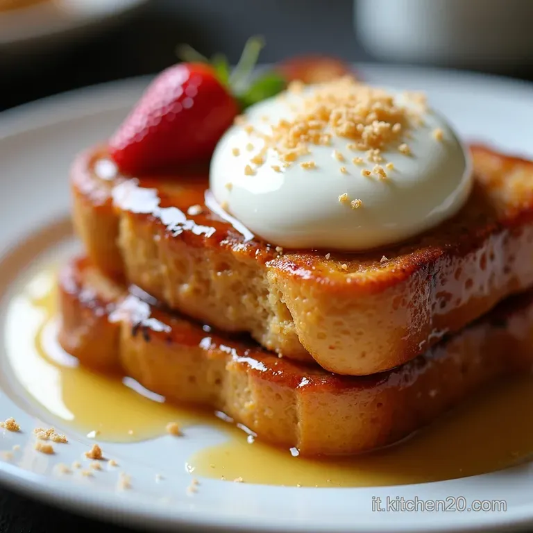 Il Pain Perdu del Campione French Toast Dorato con Crema Leggera alla Vaniglia