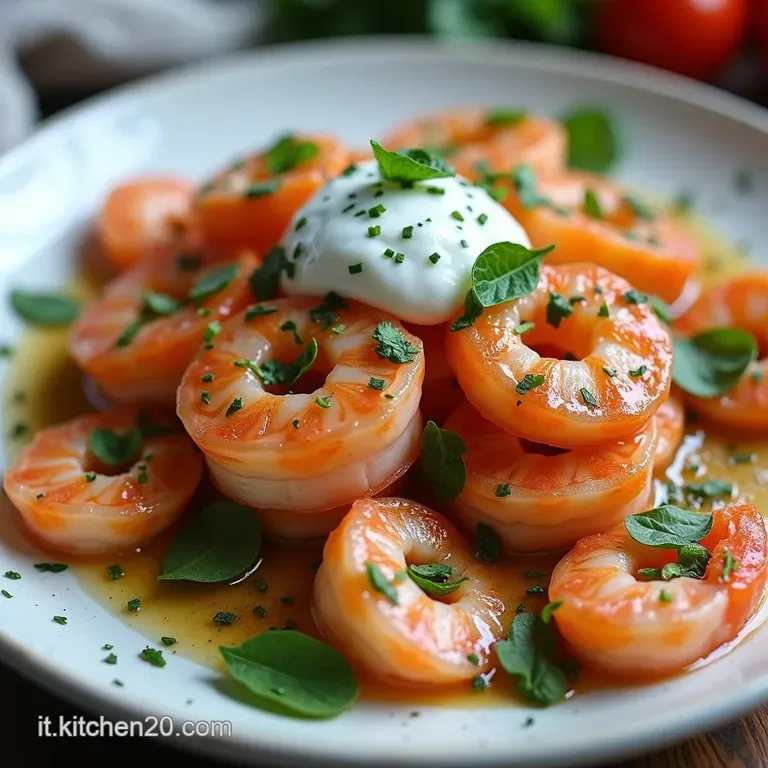LEstate nel Piatto Insalata Elegante di Gamberi e Salmone Scottato con Salsa allo Yogurt ed Erbe Aromatiche