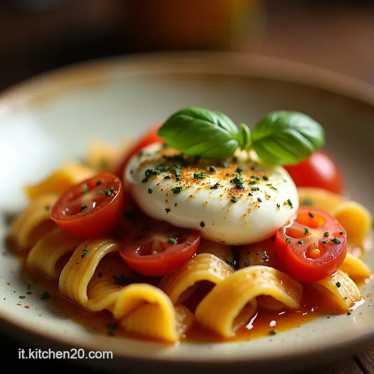 Caprese Rivisitata Insalata Di Pasta Fresca Con Vinaigrette Italiana Al Basilico presentation