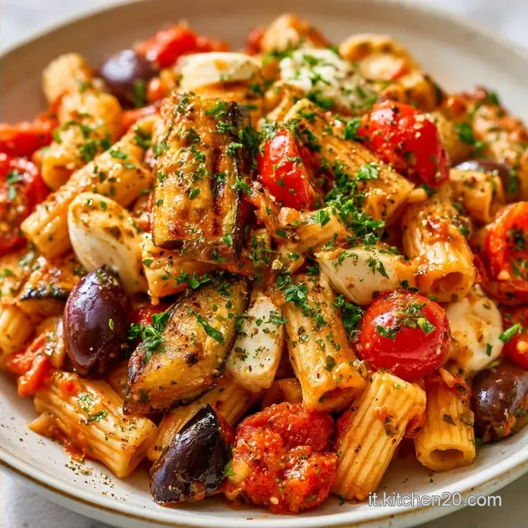 Pasta Fredda con Melanzane alla Siciliana con Mozzarella