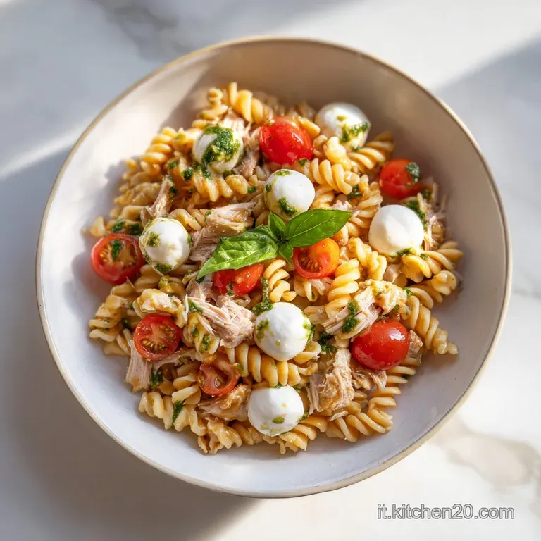 Pasta Fredda con Tonno Pomodorini e Mozzarella al Basilico