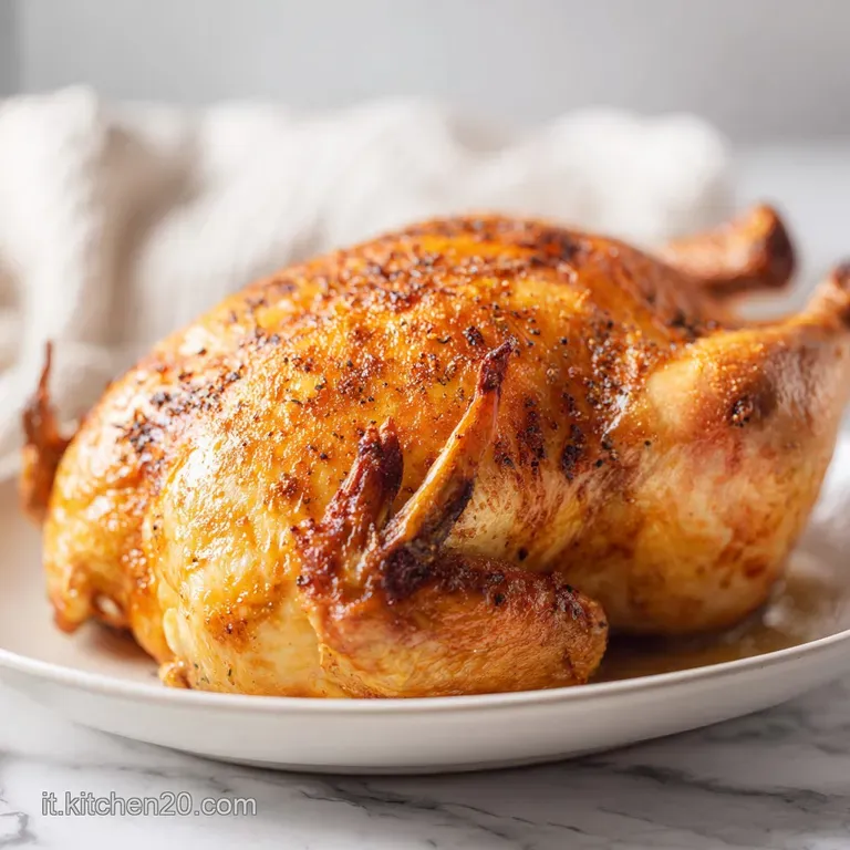 Perfectly arranged, juicy air fryer chicken on a white plate. Garnished with bright green herbs and yellow lemon wedges fo...