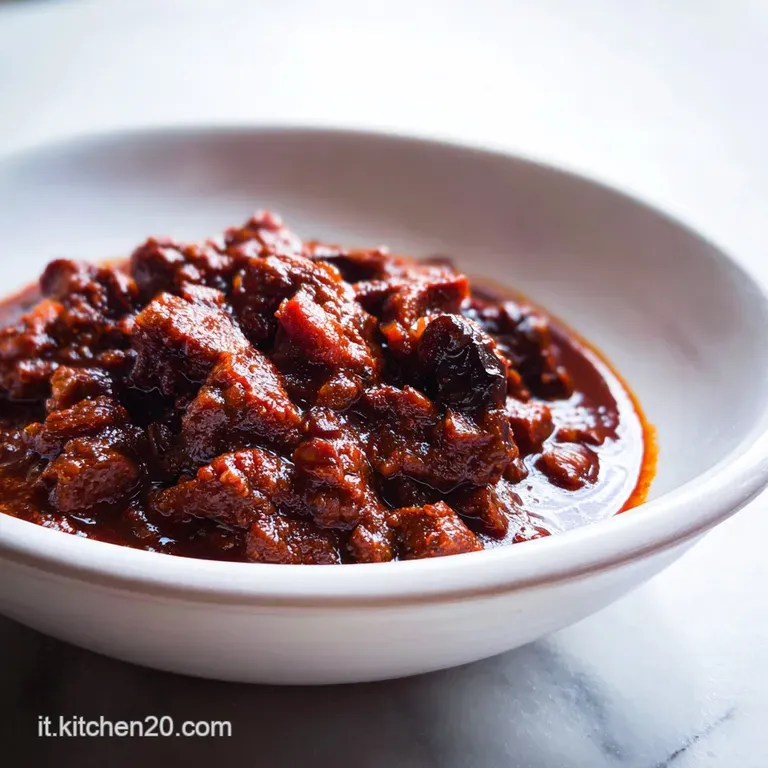 Cremosa zuppa di carne bruna servita in ciotola di ceramica con un ciuffo di panna acida bianca e formaggio grattugiato.
