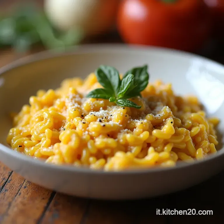 Risotto Cremoso Alla Zucca E Rosmarino Con Mantecatura Al Parmigiano presentation