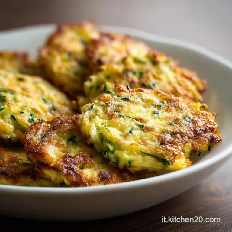 Slice of golden zucchini schiacciata on a white plate, steam rising. A rustic, savory flatbread with toasted edges.