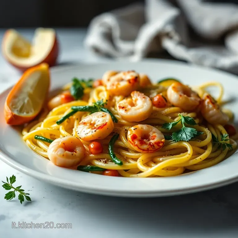 Spaghetti Alla Nerano Con Gamberi presentation