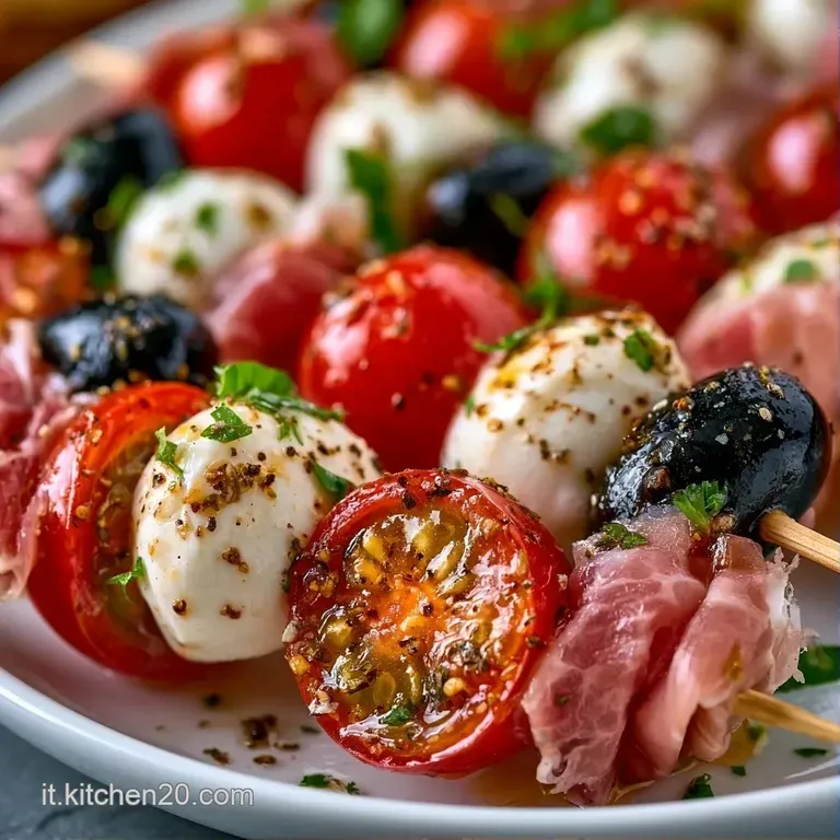 Disposizione curata di involtini di prosciutto crudo rosa su piatto bianco, decorati con grani di pepe e erbe fresche.