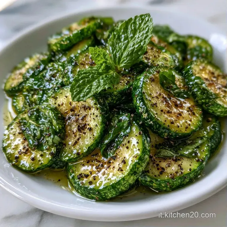 Composizione elegante di zucchine tenere e verdi, decorate con erbe fresche e un velo di olio su un piatto minimalista.