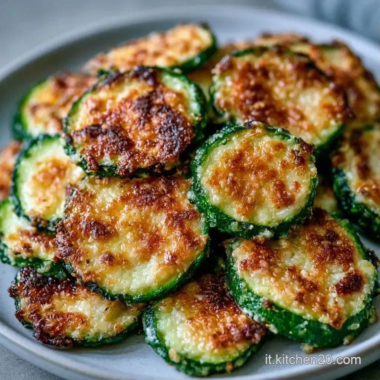 Zucchine gratinate disposte con cura, contrasto tra il verde brillante e il giallo oro del formaggio fuso filante.