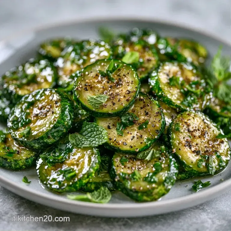 Zucchine saltate disposte con cura, con bordi leggermente bruniti e un colore verde brillante, su un piatto moderno.