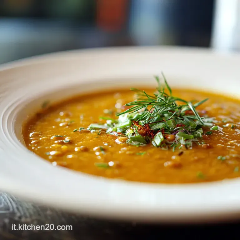 Elegantly plated Tuscan farro soup; a swirl of olive oil glistens on the surface with a dusting of grated Parmesan cheese.